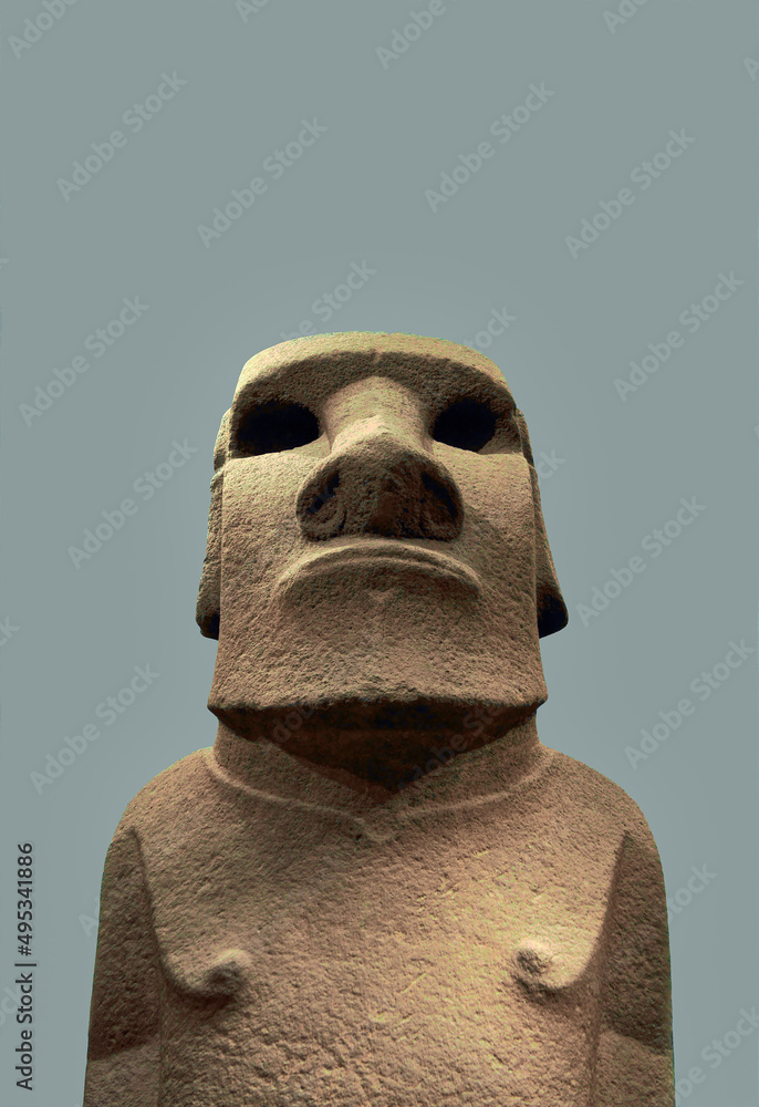 Easter Island (Rapa Nui) moai stone statue of Hoa Hakananai’a now in the British Museum. Carved from flow lava. Dates from approx. 1200 AD