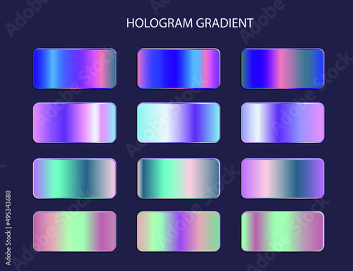 Holographic color gradient set collection design element