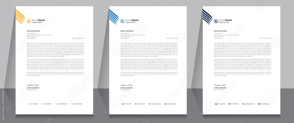 Letterhead Format Template, Business Style Letterhead Design Template. Company Letterhead Template Designs.