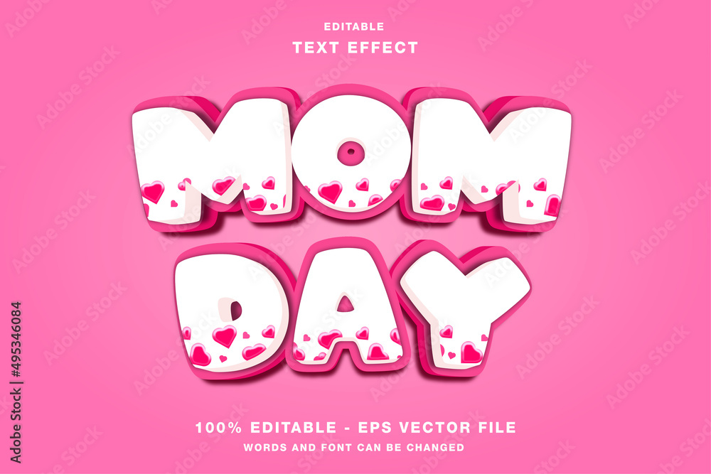 Mom Day 3D Editable Text effect Mom Day 3D Editable Text effect