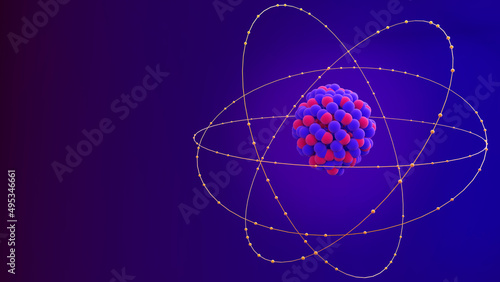 atomic structure consisting of protons, neutrons and electrons.Scientific of atom,3d rendering photo