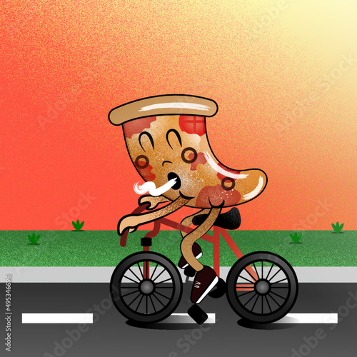 TROZO DE PIZZA HACIENDO DEPORTE, TROZO DE PIZZA, PIZZA RAPIDA