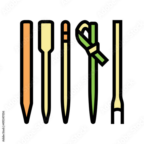 bamboo skewers color icon vector. bamboo skewers sign. isolated symbol illustration