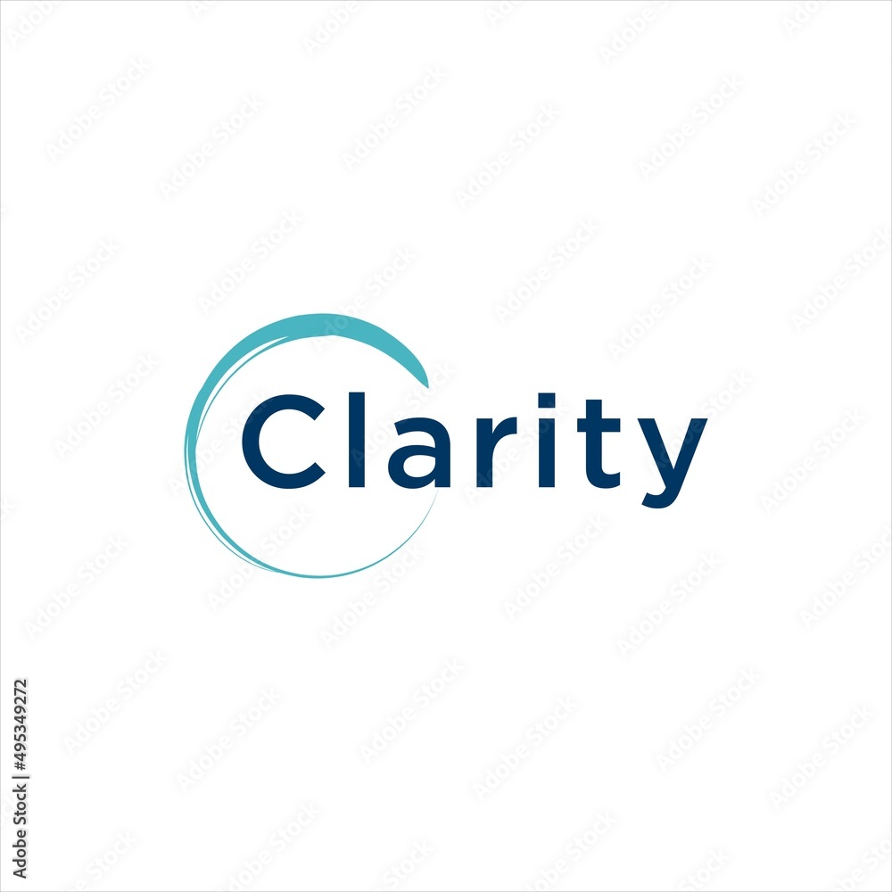 clarity logo design,zen line blue circle vector Stock Vector