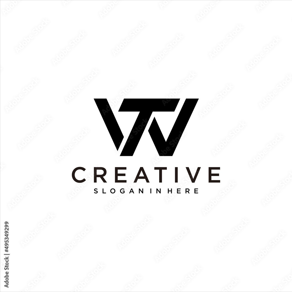 Obraz premium creative tw logo design, wt letter vector template
