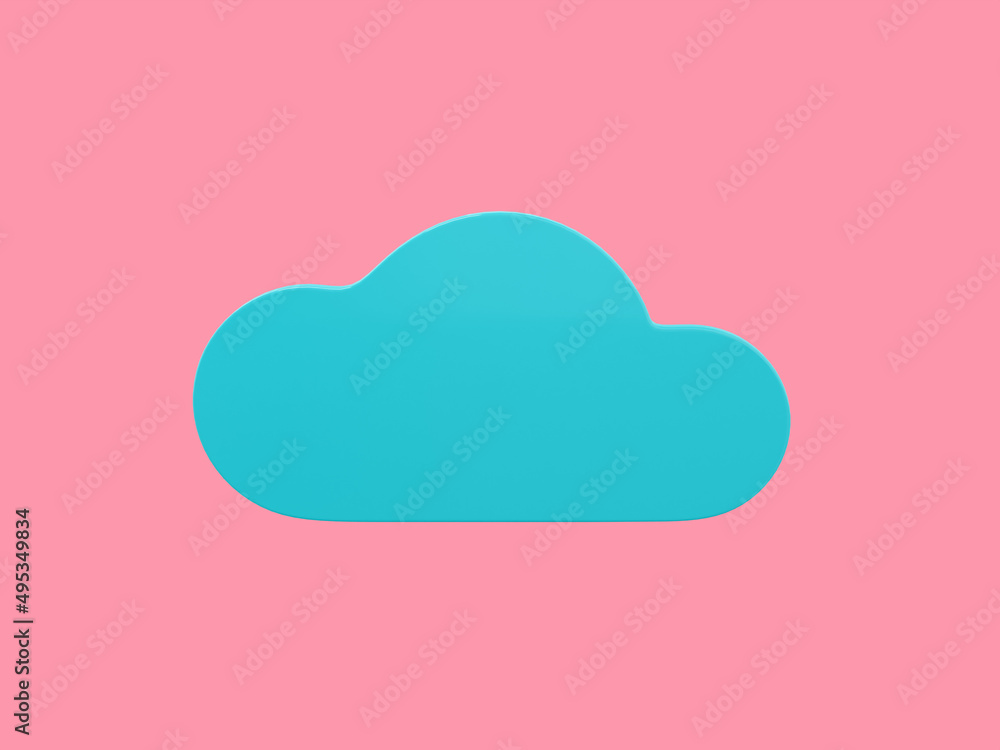 Blue one color cloud front view on pink flat background. Minimalistic design object. 3d rendering icon ui ux interface element. Blue one color cloud front view on pink flat background. Minimalistic design object. 3d rendering icon ui ux interface element.