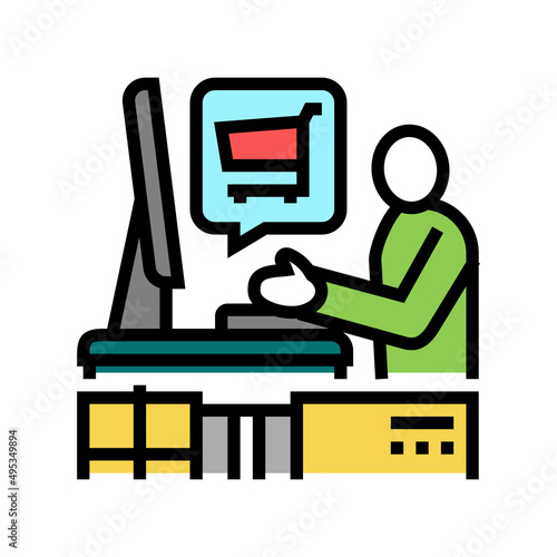 ecommerce store owner color icon vector. ecommerce store owner sign. isolated symbol illustration