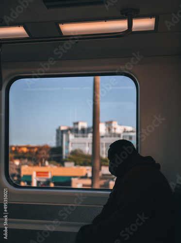 person windows views miami usa florida silhouette metro rail transport 
