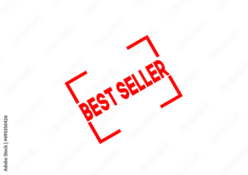 RED BEST SELLER EMBLEM STICKER IN WHITE BACKGROUND BOX FRAME RED BEST SELLER EMBLEM STICKER IN WHITE BACKGROUND BOX FRAME