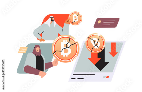 businesspeople with crashed coins cryptocurrency crash bitcoin price collapse crypto loss investment risk crisis