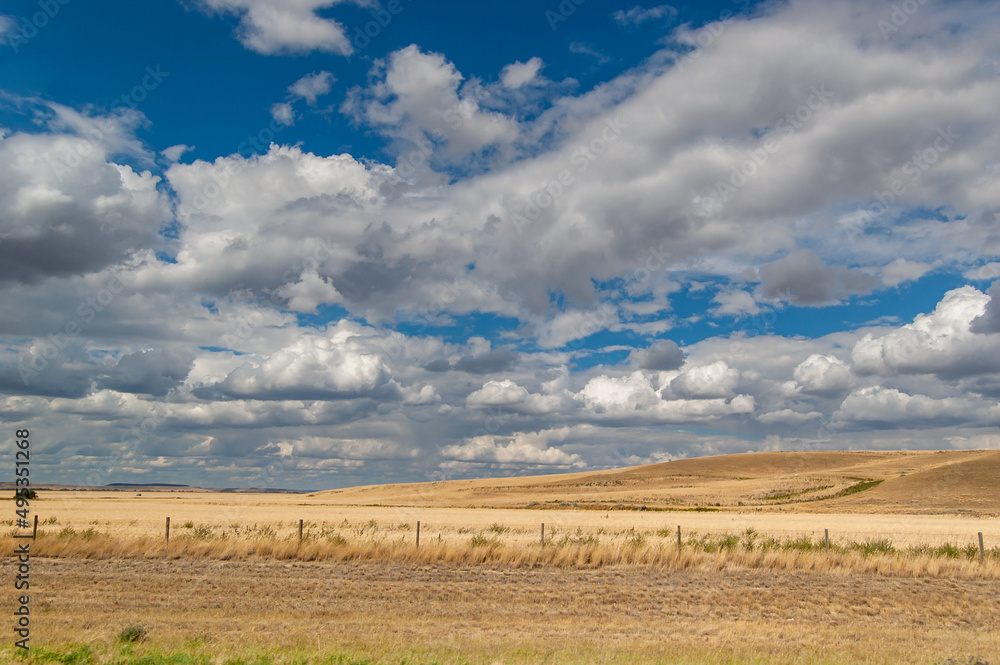Prairie landscape and a cloudy sky