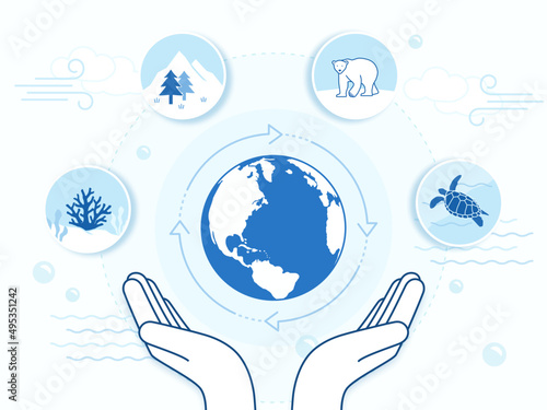 save the planet, environmental conservation. protecting endangered species. global environmental issue. vector illustration