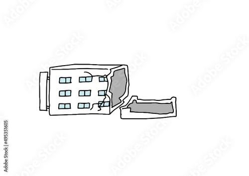 倒産してしまった会社　コミカルな手書きの人物　ベクター、線画にカラー
