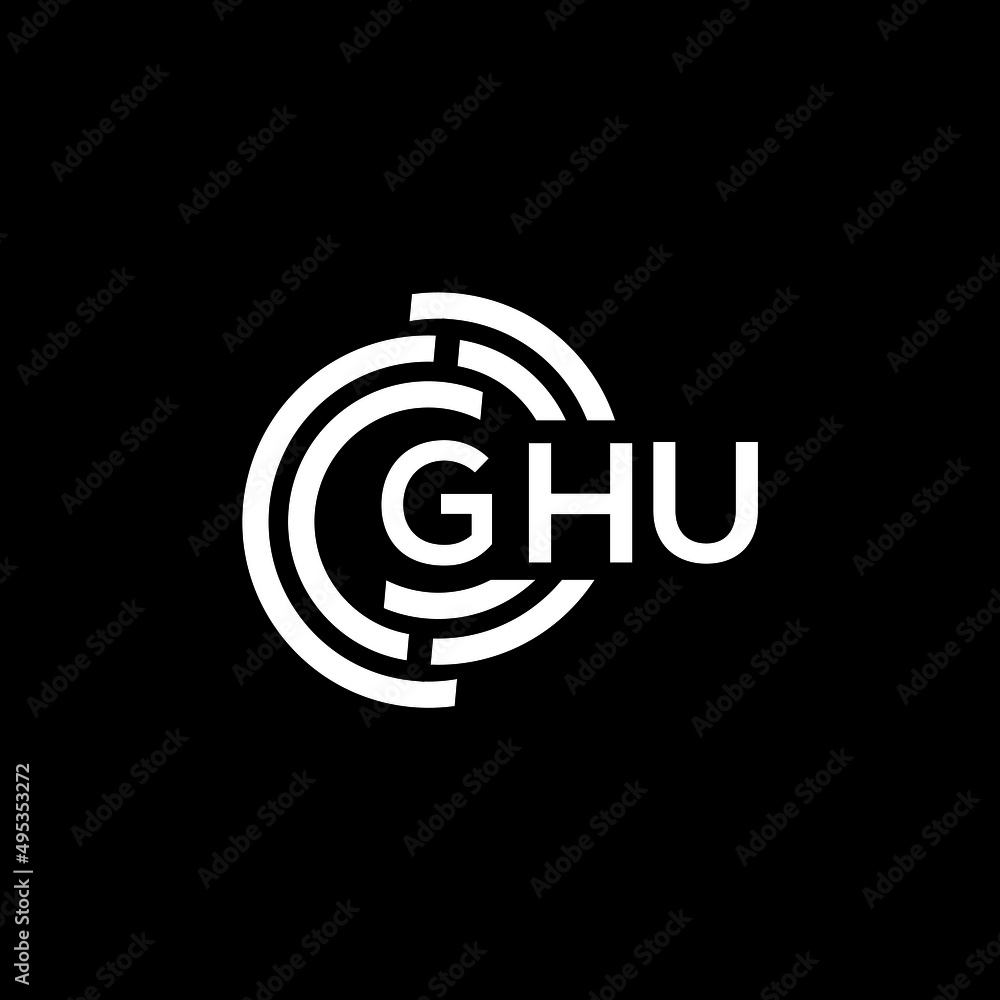 GHU letter logo design on black background. GHU creative initials letter logo concept. GHU letter design. GHU letter logo design on black background. GHU creative initials letter logo concept. GHU letter design.