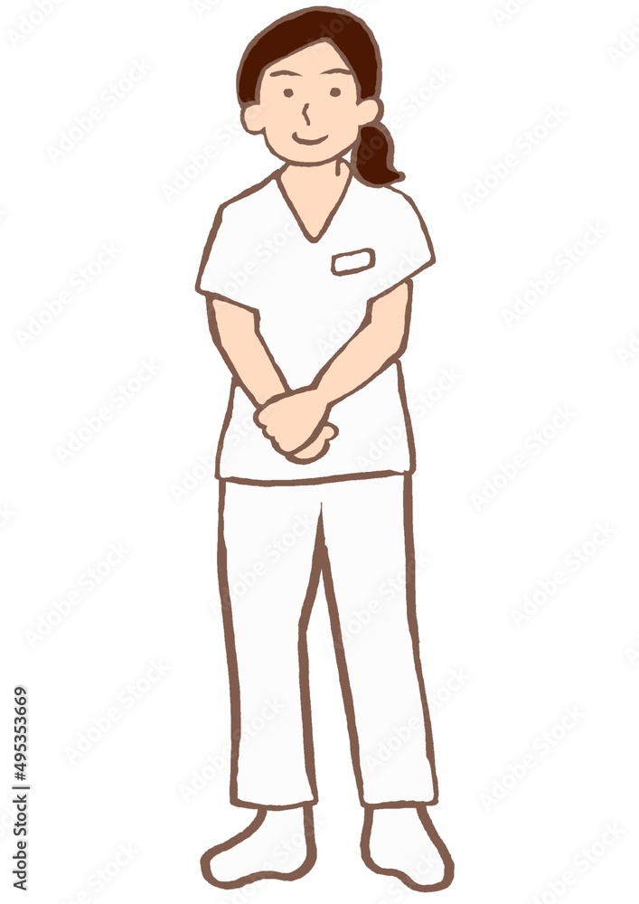 精神科看護師 手を前にそえる若い女性 黒髪 精神科看護師 手を前にそえる若い女性 黒髪