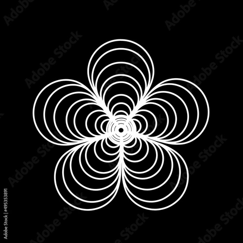 A Flower Made Up of Many White Lines In Black Background