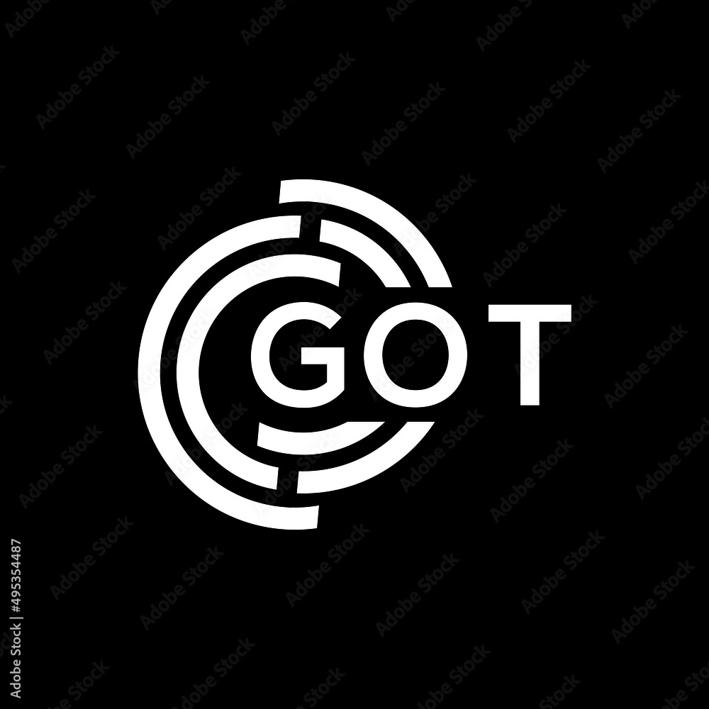 GOT letter logo design on black background. GOT creative initials letter logo concept. GOT letter design. GOT letter logo design on black background. GOT creative initials letter logo concept. GOT letter design.