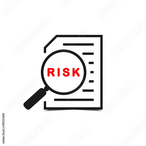 Risk document magnifying glass. Vector illustration