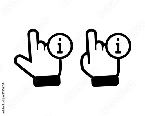 Hand with information sign. Vector illustration