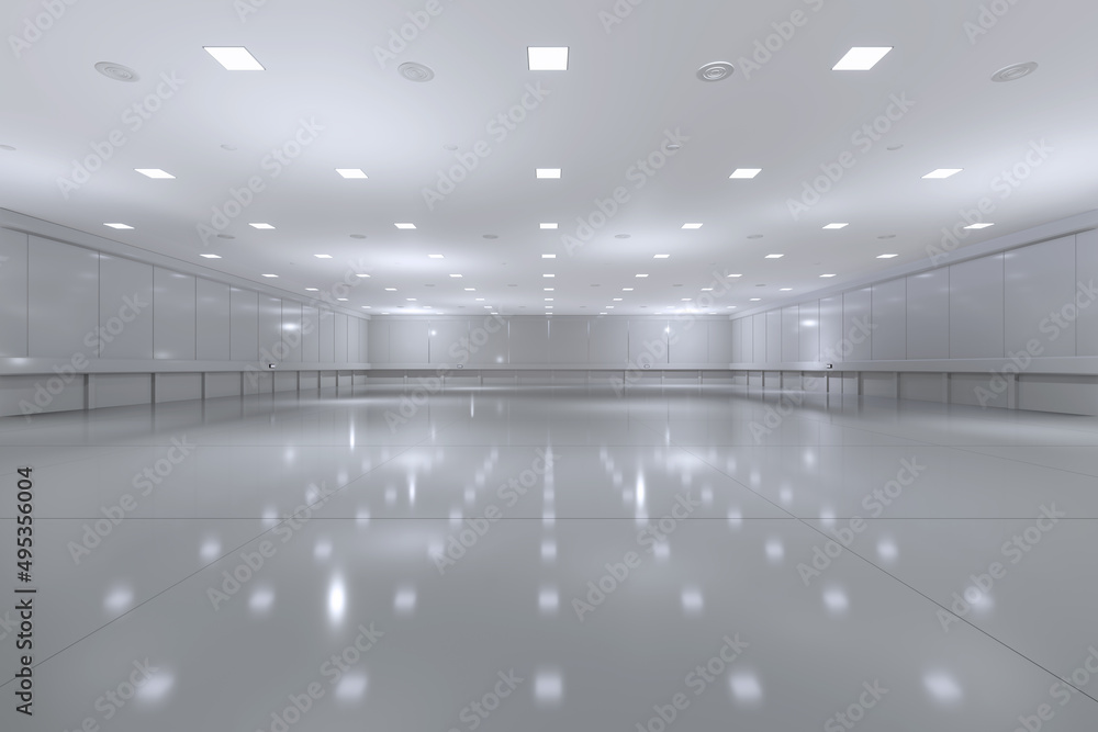 Empty hall exhibition centre.The backdrop for exhibition stands, booth,market,trade show.Conversation for activity,meeting.Arena for entertainment,event,sports.Indoor for Factory,showroom.3d render.