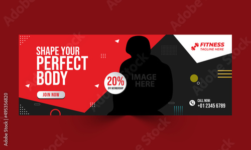 Fitness web banner design template