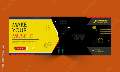 Fitness web banner design template
