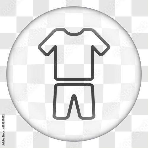 Clothes simple icon, vector. Flat desing. Glass button on transparent grid.ai