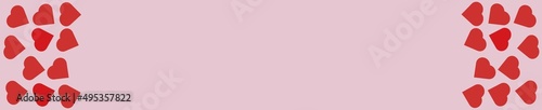 Heart red and pink background (copy space). Banner.