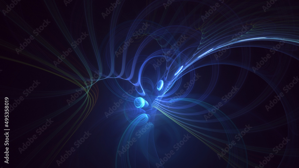 3D rendering abstract multicolor technology fractal light background