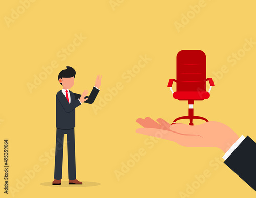 Rejection or refusal concept. Businessman make denial gesture refuse from offer