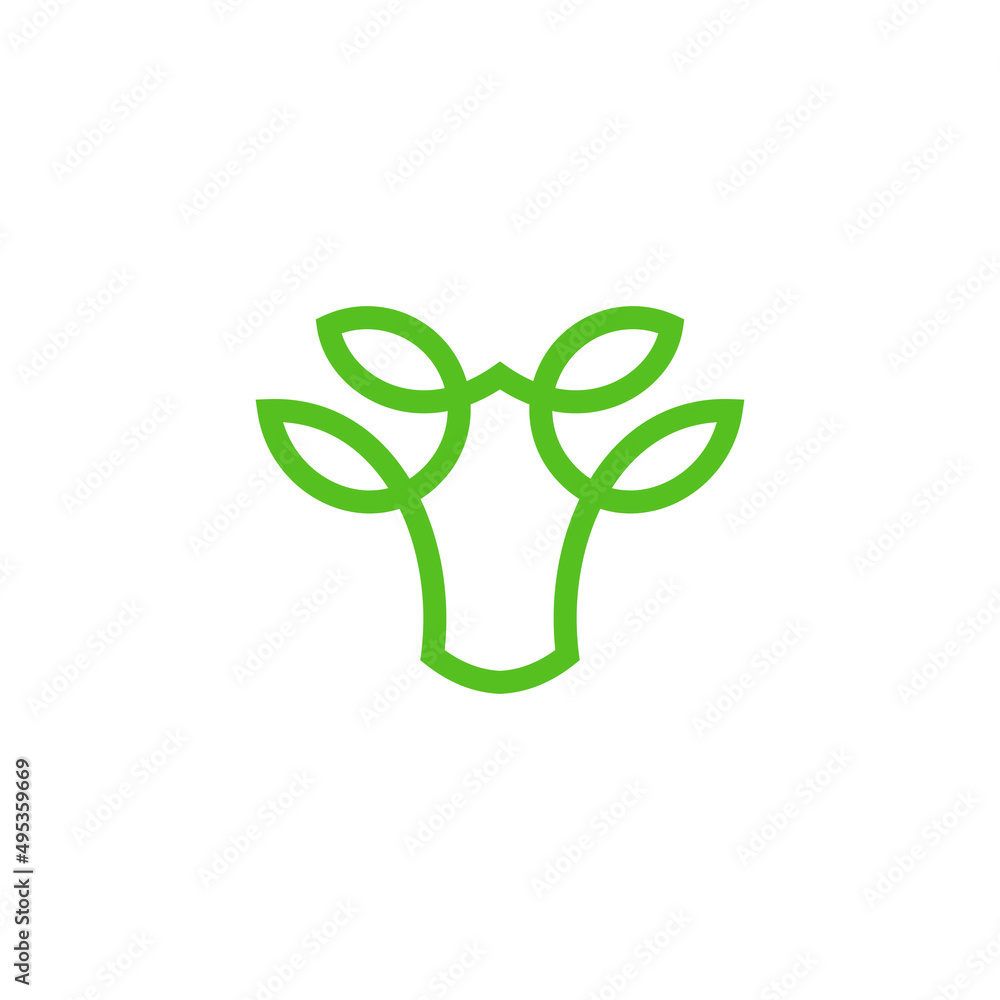 bull leaf logo design template bull leaf logo design template