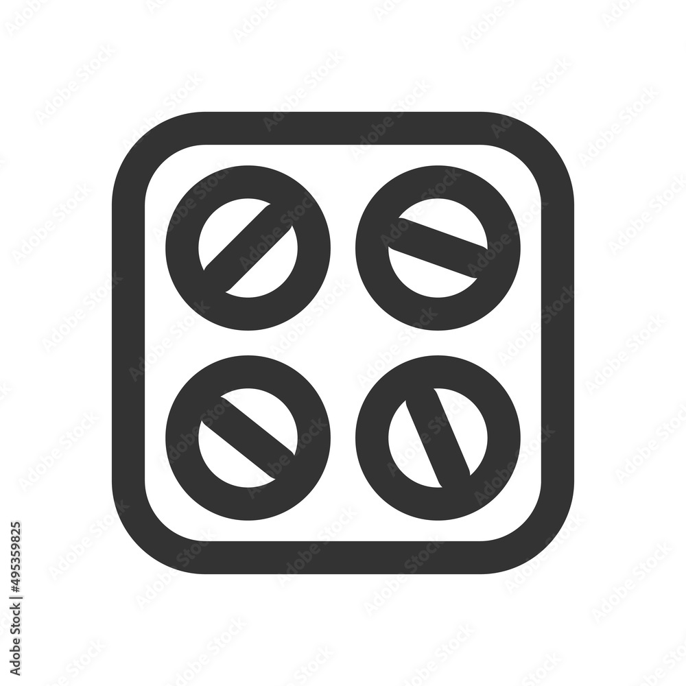 Naklejka premium Medicine and pills in pack vector line style icon