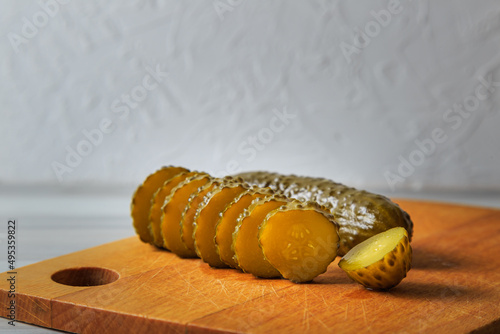 Pickled cucumbers in a jar.