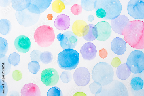 水玉　手描き　水彩素材