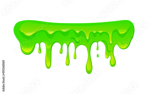  Green slime Isolated background . Blot, splash and smudge. Vector cartoon illustration of sticky dripping liquid