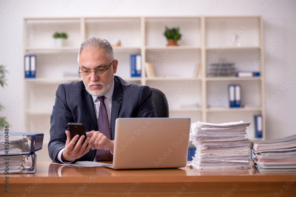 Old male employer and too much work in the office Old male employer and too much work in the office
