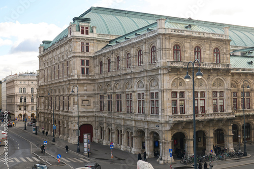 The Vienna State Opera building in the historic center of Vienna, Austria. January 2022