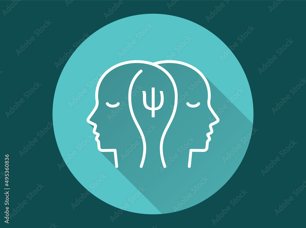 Psychological help icon with long shadow for graphic and web design. Psychological help icon with long shadow for graphic and web design.