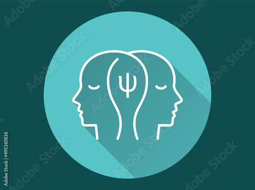 Psychological help icon with long shadow for graphic and web design.