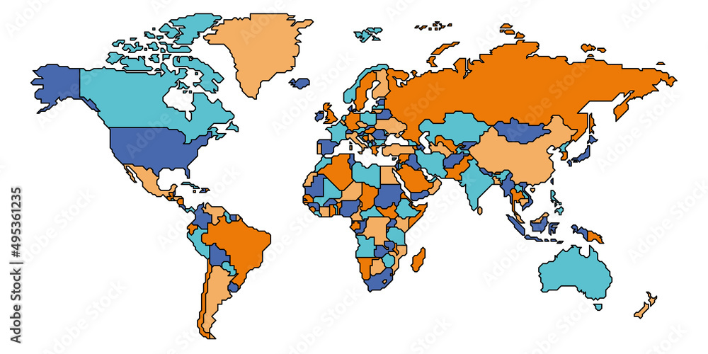 Obraz premium Simplified smooth border World map