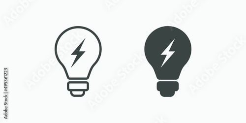 bulb, lightbulb, lamp icon vector set. idea, light, electric, electricity, energy, flash icon vector symbol