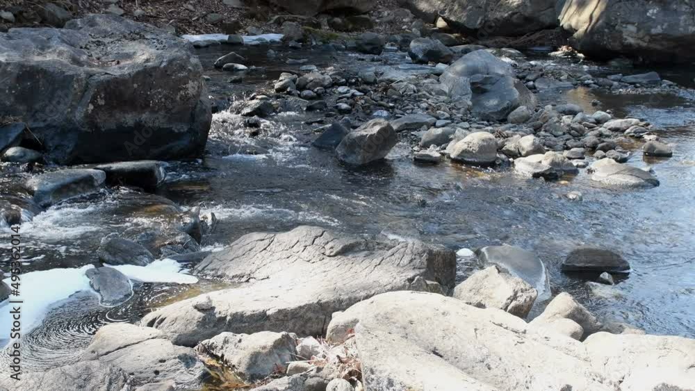 River flowing through large boulders in mountain wilderness park. River flowing through large boulders in mountain wilderness park.