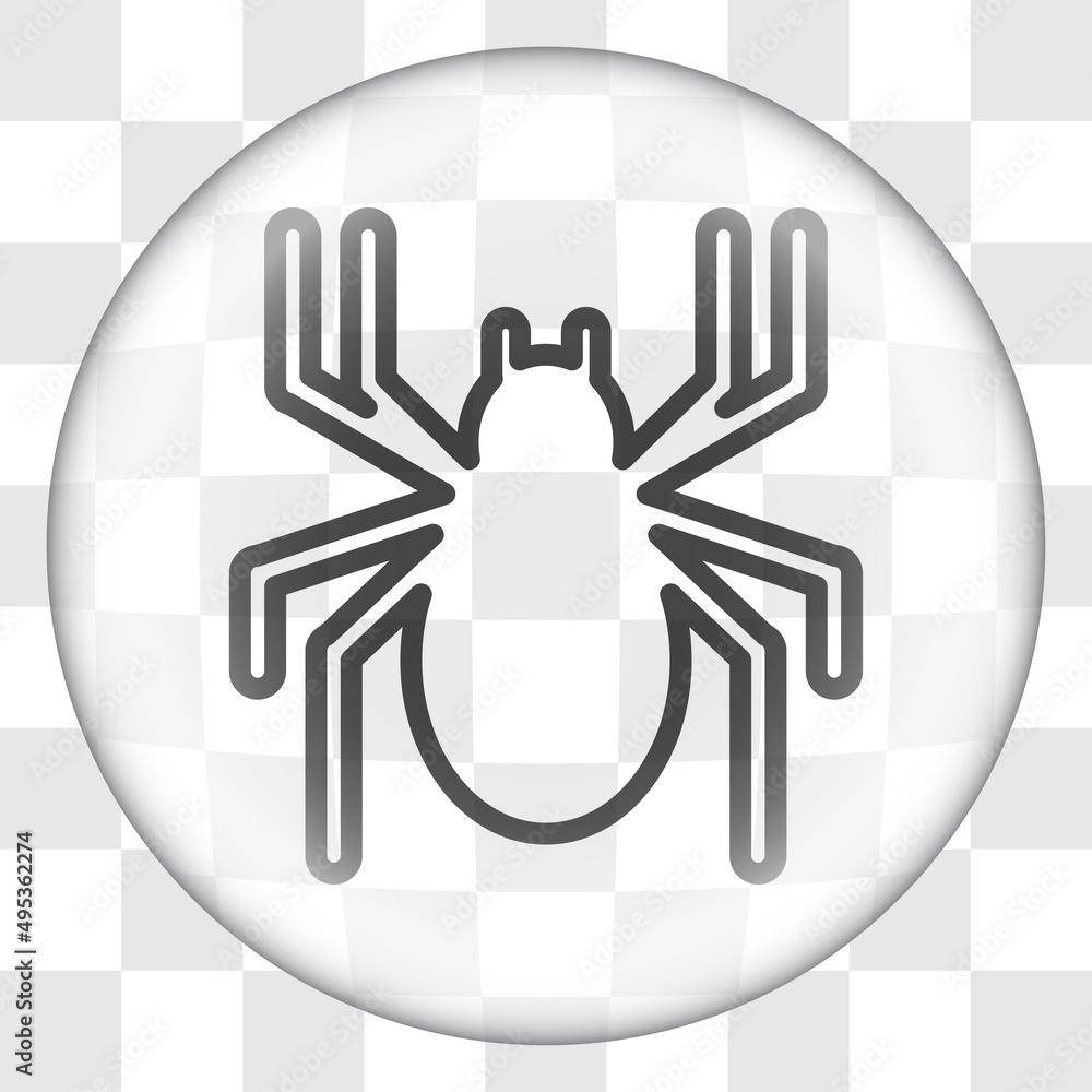Spider simple icon. Flat desing. Glass button on transparent grid.ai Spider simple icon. Flat desing. Glass button on transparent grid.ai