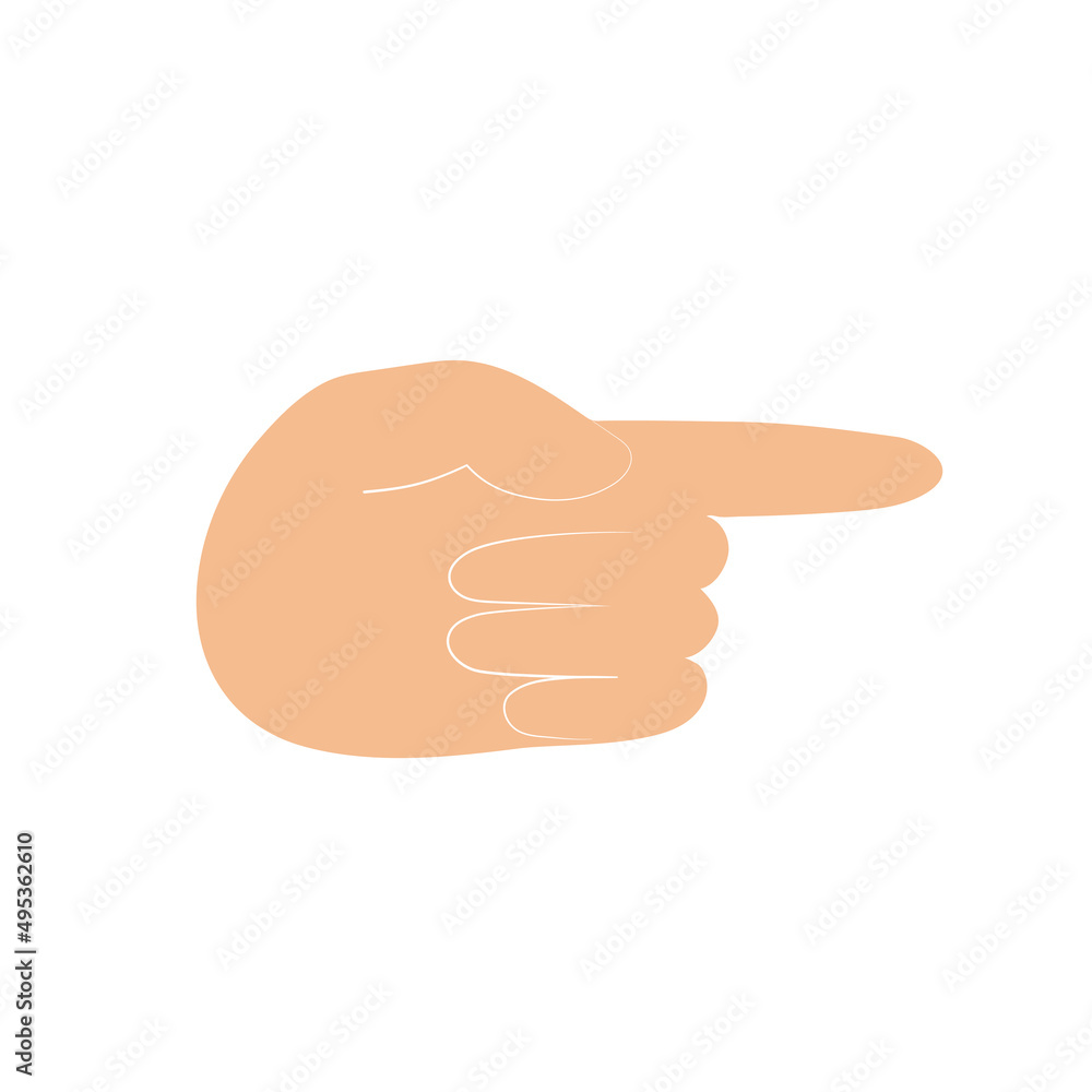 Pointing gesture. Hand with forefinger extended. Vector flat illustration Pointing gesture. Hand with forefinger extended. Vector flat illustration
