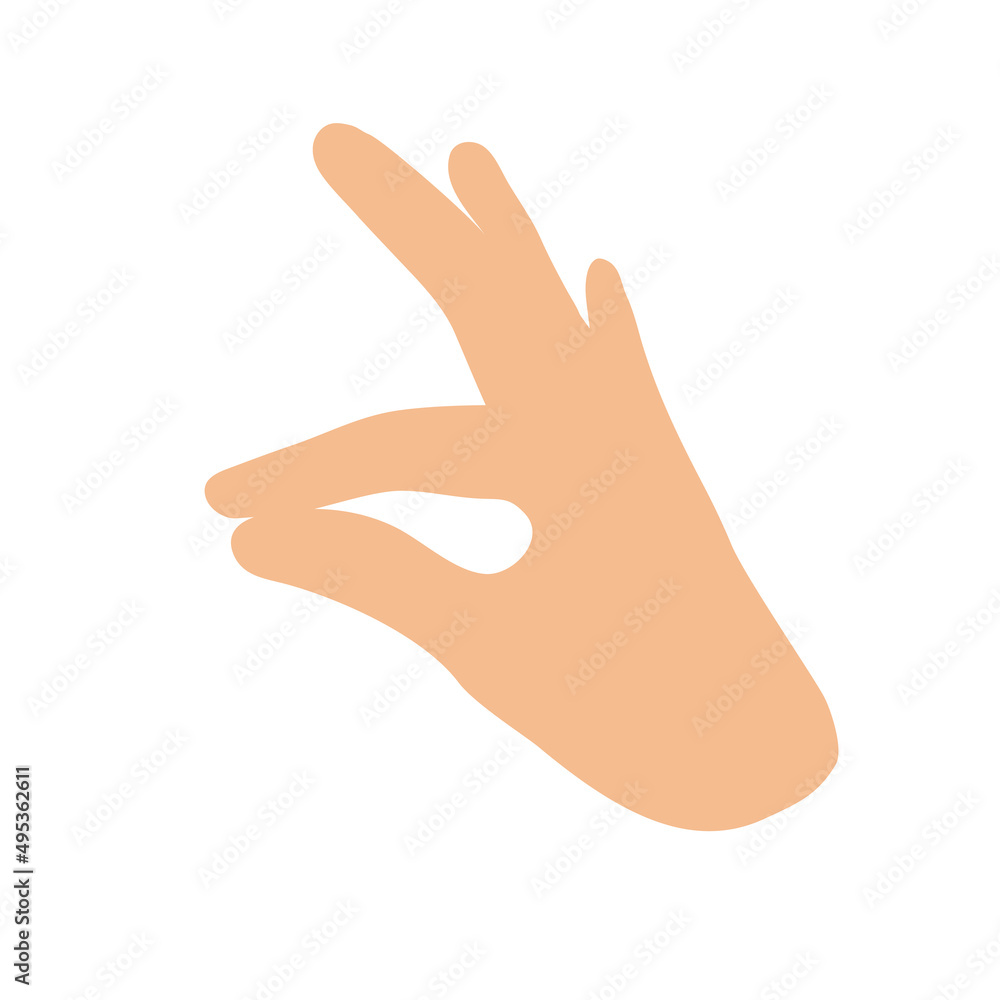 Pinch gesture. Showing a tiny object. Human hand isolated vector illustration Pinch gesture. Showing a tiny object. Human hand isolated vector illustration