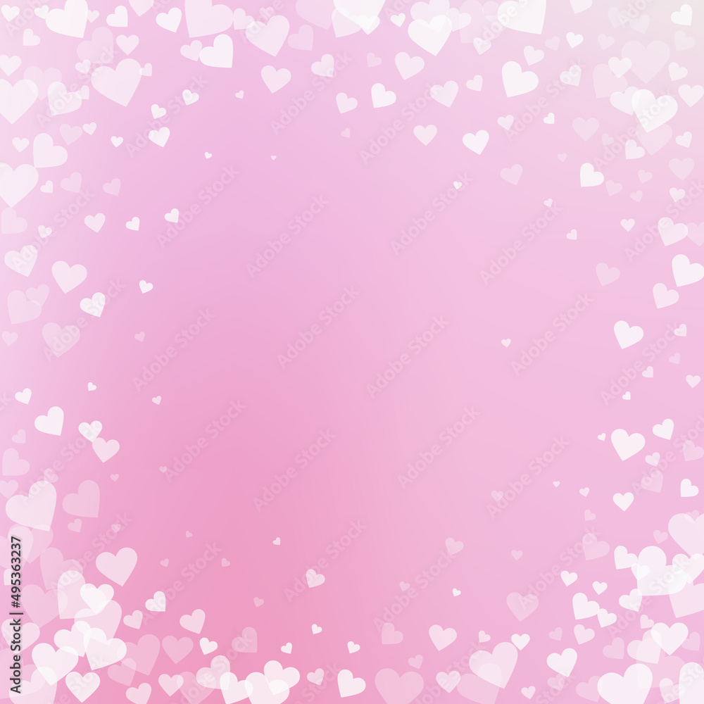 White heart love confettis. Valentine's day vignet