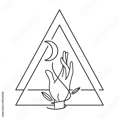 Hand and heart triangle icon vector illustration