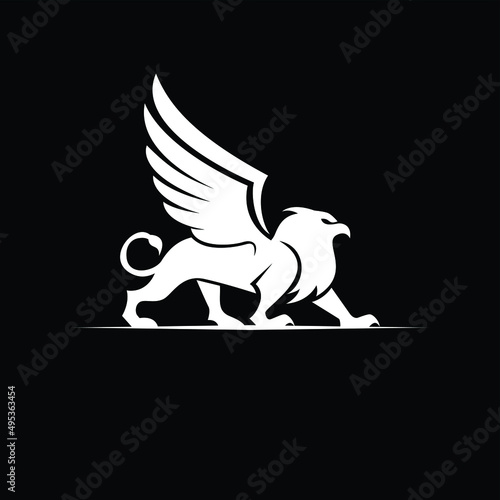 Black and white griffin vector icon illustration