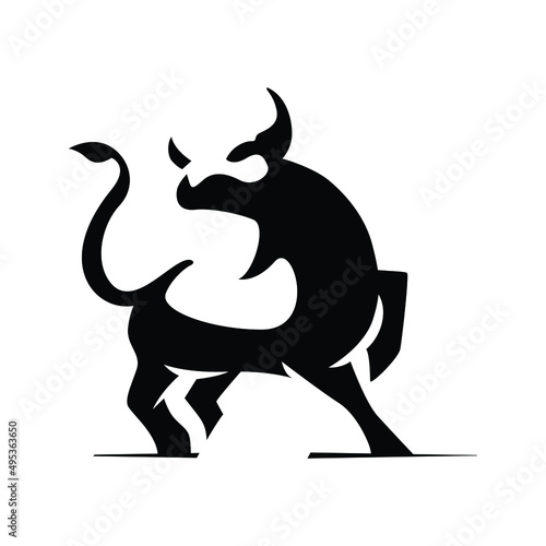 Vector logo illustration of a bull on a rampage