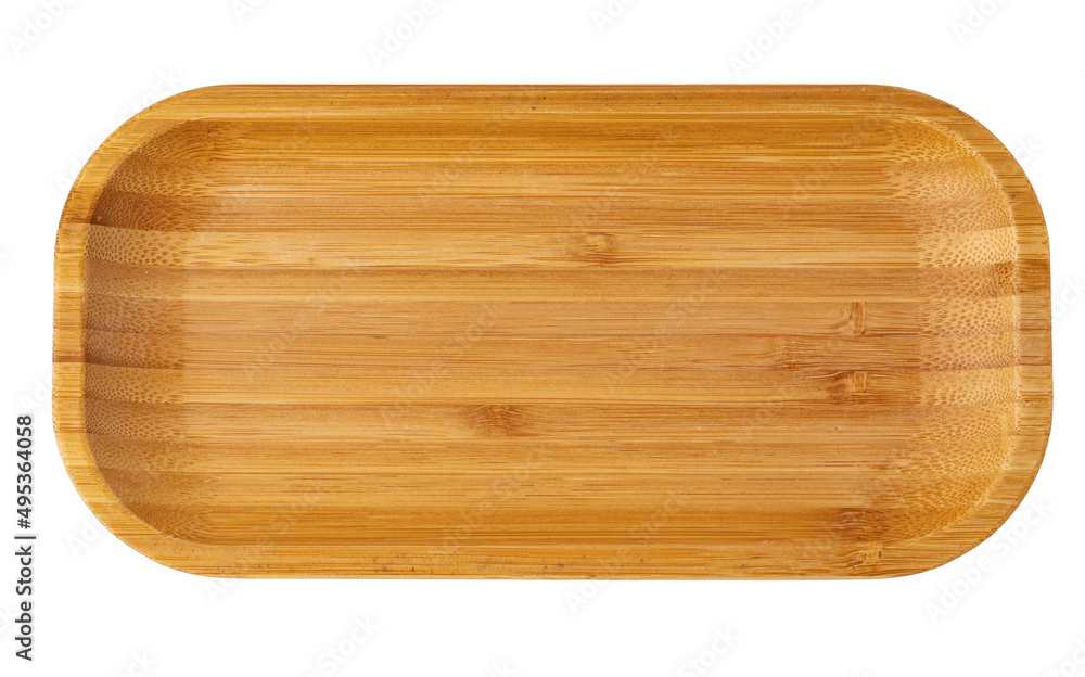 Wooden plate isolated on white background, close up Wooden plate isolated on white background, close up